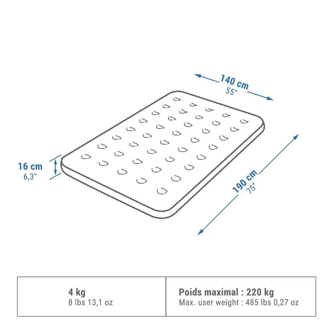 Matelas gonflable 140x190cm + pompe – Photo 1
